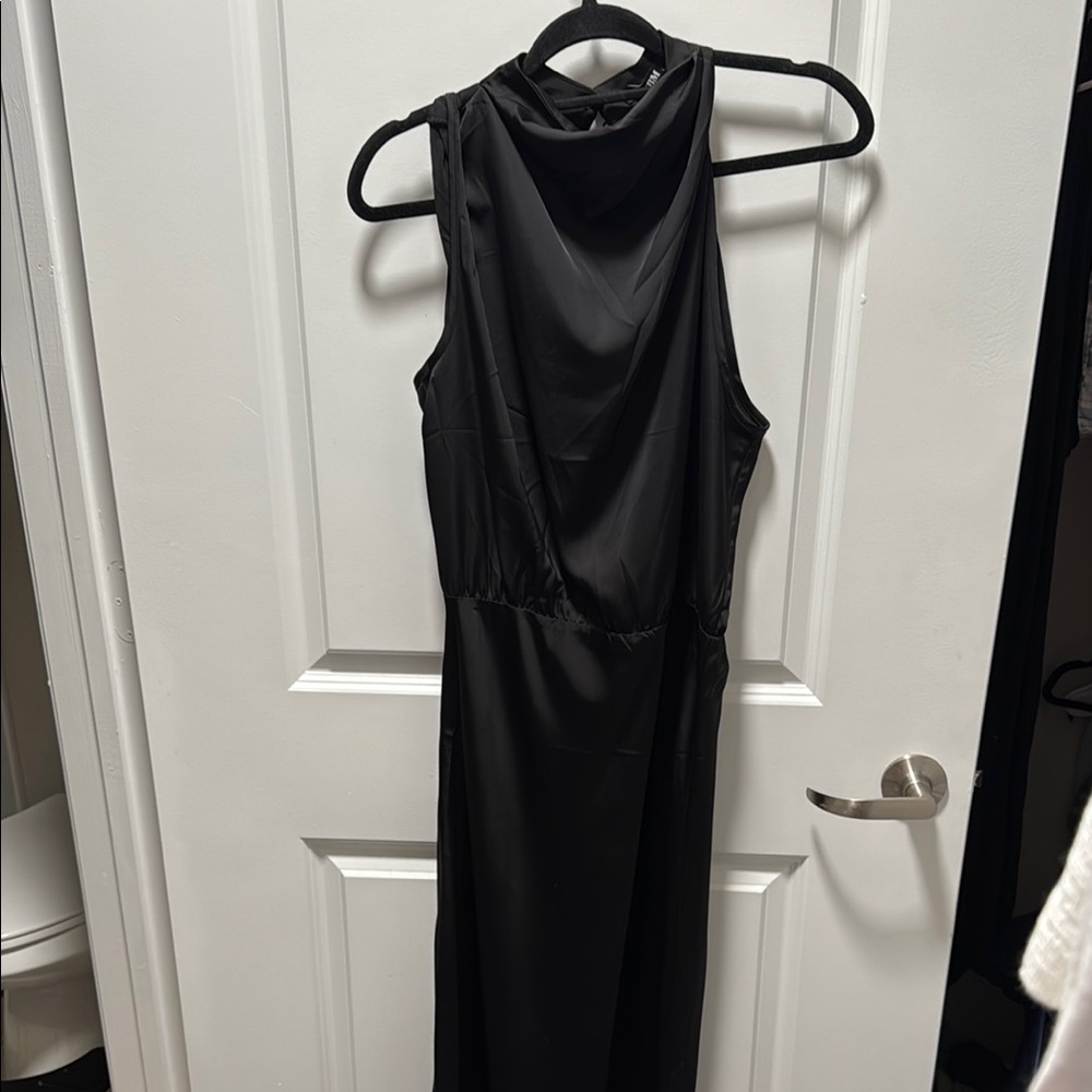 Elegant Black Cowl Neck Dress